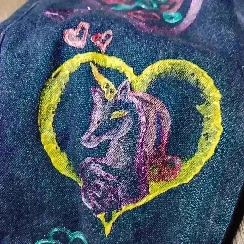 Vintage 90s crazy mom jeans with bedazzled Lisa Frank animals ✦ kidcore jeans ✦ - Picture 11 of 16